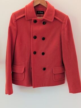 Vintage D'oraz Orange Double-Breasted Teddy Jacket 90% Cashmere & Wool Size 8